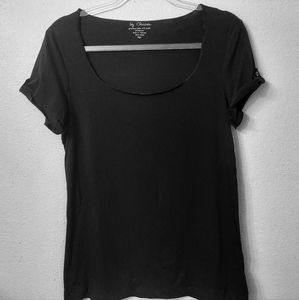 Chico's Alexa Cap Sleeves Tee. Black Size 8